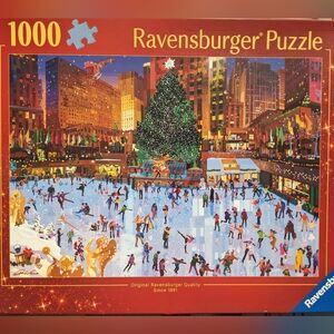 Ravensburger Puzzle - Festive Ice Skating Scene with Red and Blue
